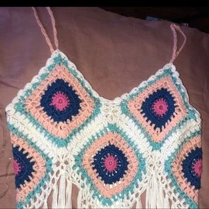 Crochet fringe top
